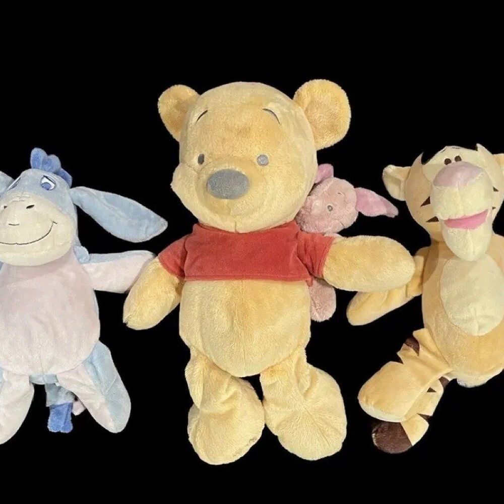Lot of 3 Winnie the Pooh plush.  Pooh Piglet Eeyore Tigger